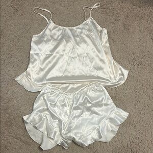 Luxurious Cream Satin Sleepwear Set